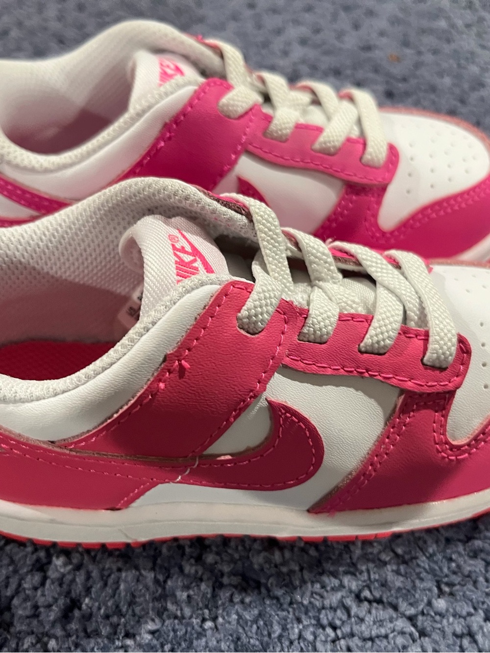 Nike Dunk Low Kids White and Hot Pink Low-Top Sneakers